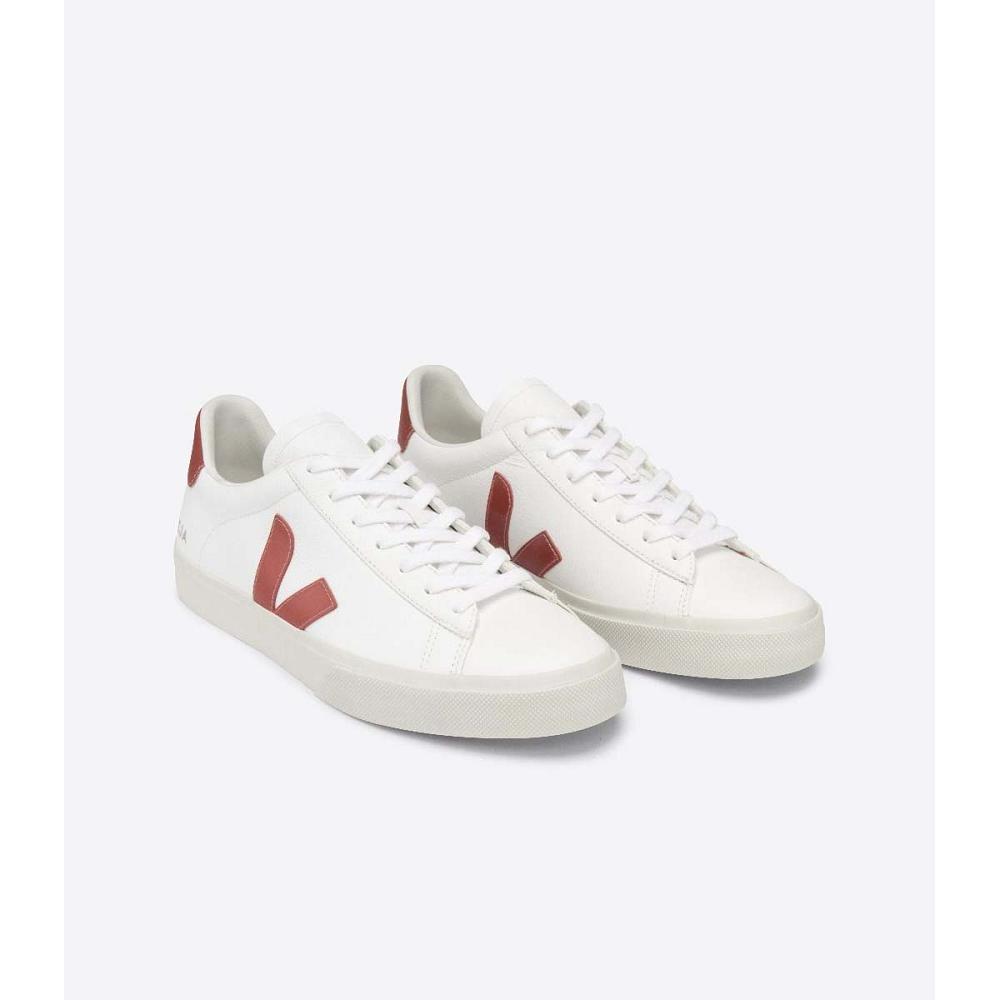 White/Red Men's Veja CAMPO CHROMEFREE Low Tops Sneakers | AU 201ZUT